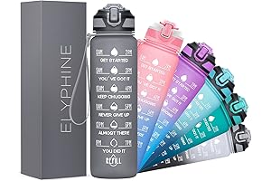 ELOPHYNE 24OZ Water Bottles with Removable Straw and Time Marker