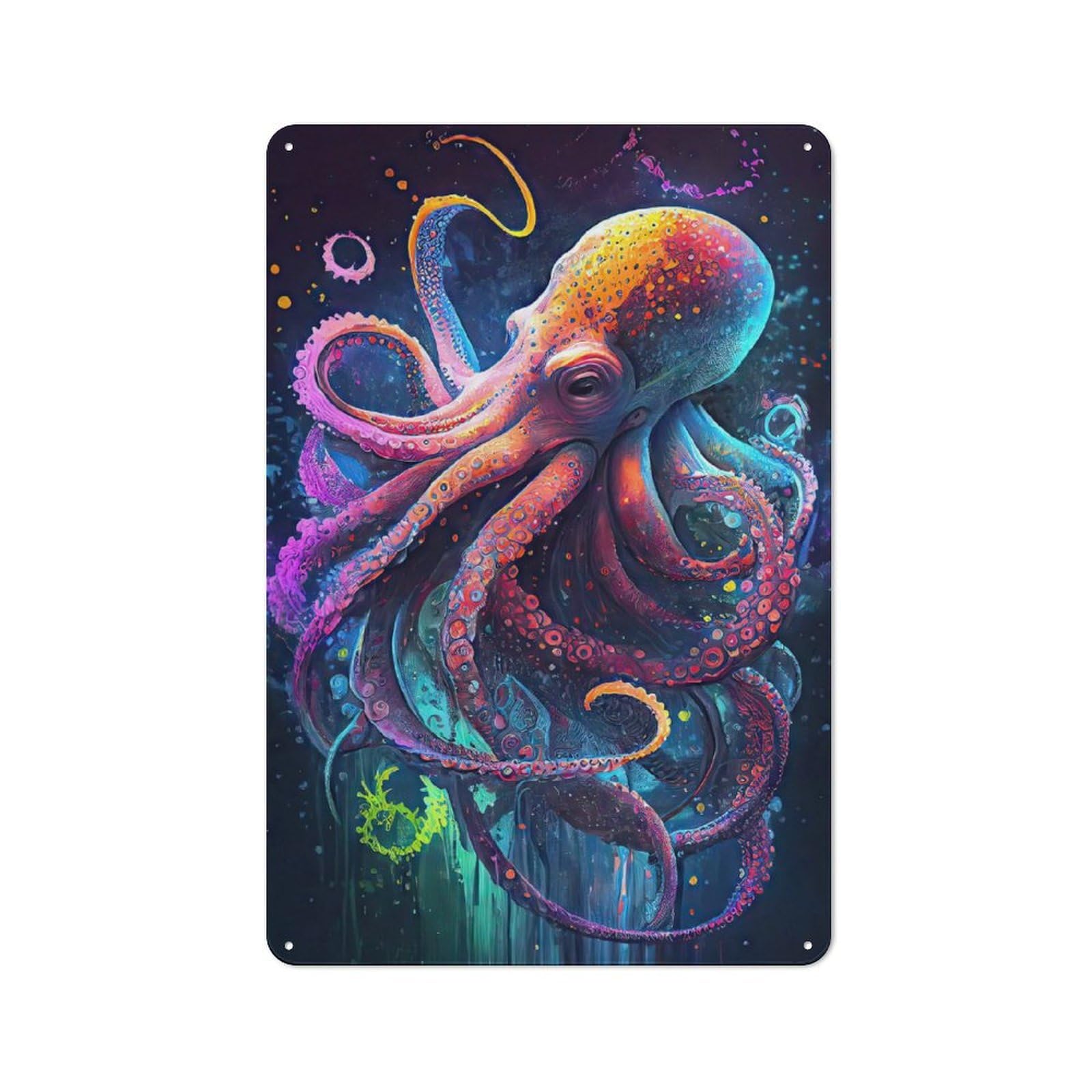 Junmoney The Intelligent Octopus Metal Plaque 30X20cm With For Pub Or Café, Retro Decor, For Pub Decor Enthusiasts Refreshing A Room In Autumn