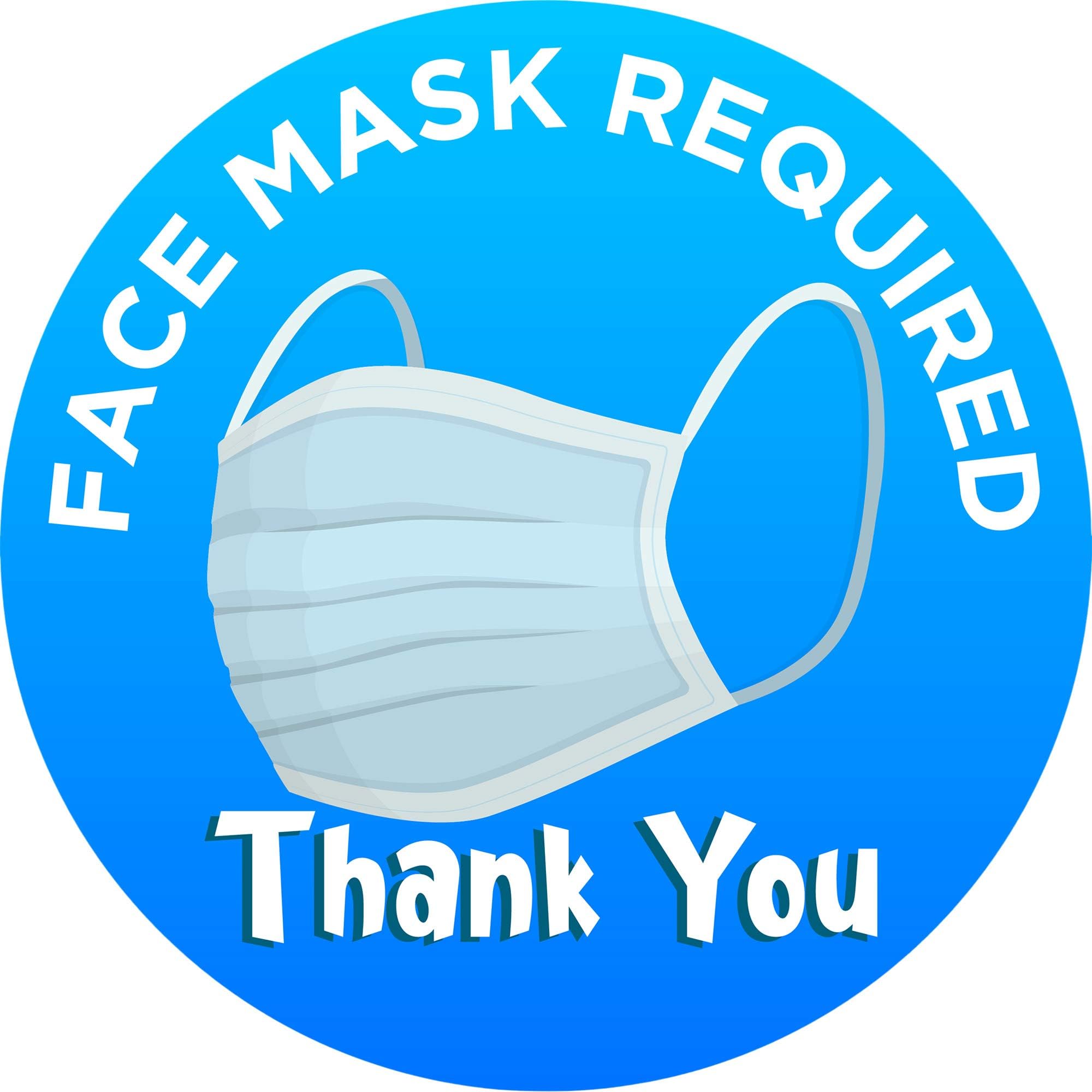Martloop Face Mask Required Sign - 5 Pack - Please Wear Mask Sign - No Mask No Entry Signs For Businesses - Thick, Durable, Peel And Stick Vinyl 8" Round Sticker Decal