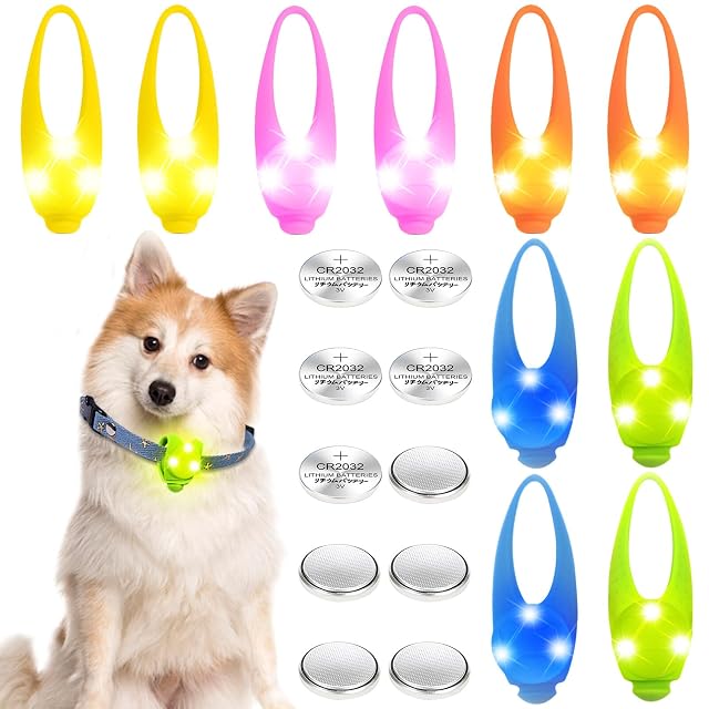 10 colgantes luminosos para perros, luz intermitente LED, collar de silicona para perros, gatos, mascotas