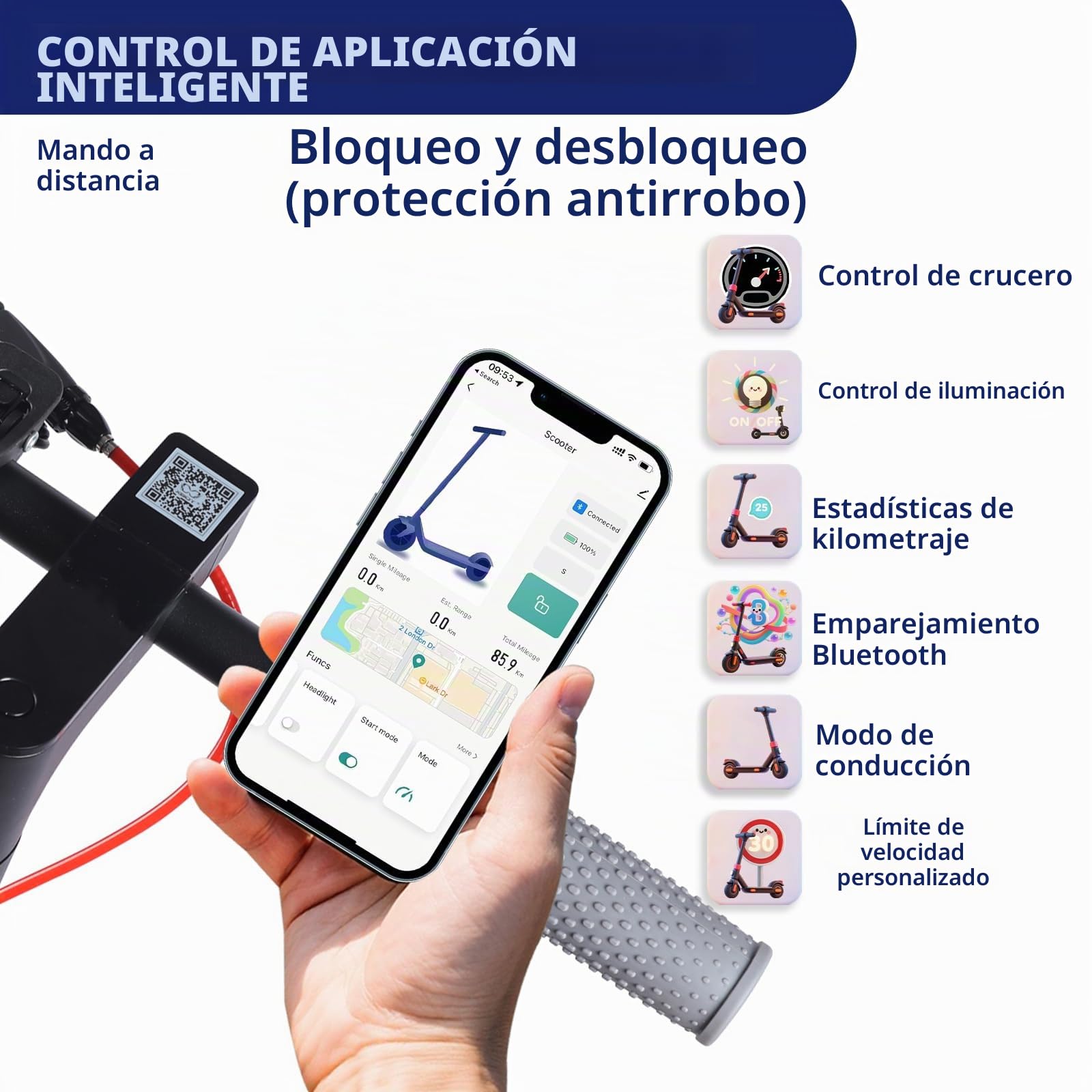 Patinete Eléctrico para Adultos, Ruedas De 8.5", 350W Motor Autonomía 20-30 km, 3 Modos De Elocidad, Carga 120 kg, Frenado Dual, Patinetes Electricos Plegables Adolescentes