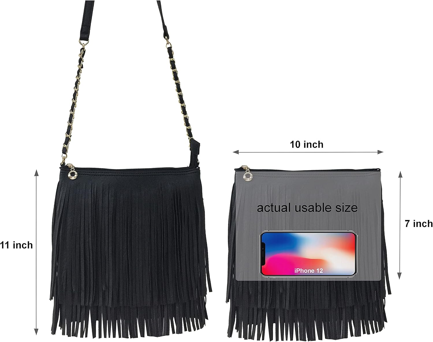 Solene Fringe Crossbody Shoulder Bag with Strap, Tassel Messenger bag, Country Style Western Fringe Purse for Women - Image 6