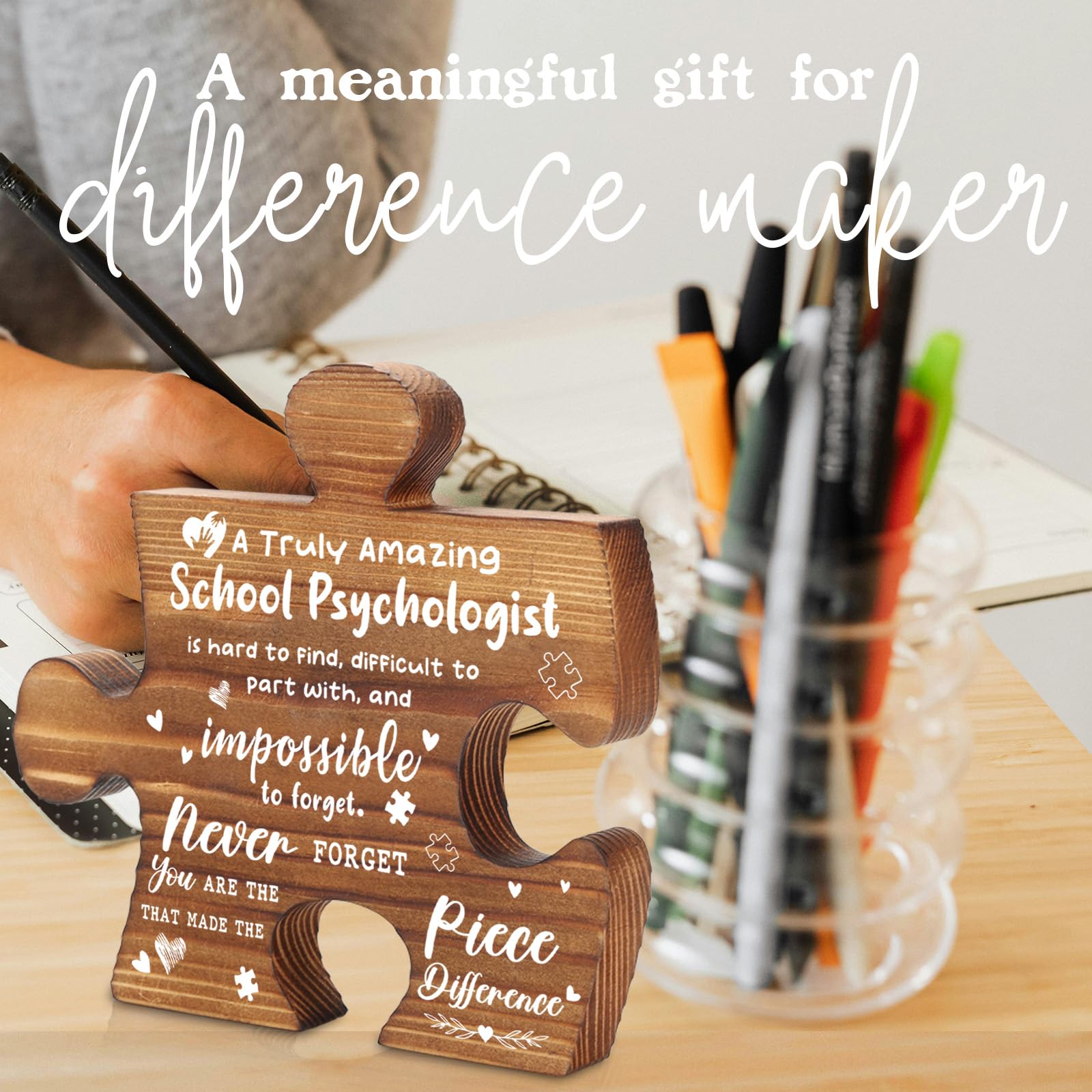 School Psychologist Thank You Appreciation Gifts, School Psychologist Office Decor Puzzle Piece Gifts Decorative Signs Plaques AXX03