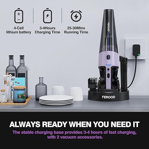 Miniatura 2 de Aspiradora de coche recargable inalámbrica con 2 filtros, aspiradora de mano con succión fuerte de 9000 Pa, mini aspiradora de mano portátil