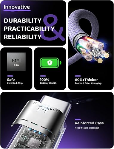 Vista 75 de LISEN Cable USB C, paquete de 3 [3.3/3.3/3.3/3.3 pies] USBC a USBC para iPhone 16e 15 Pro Max, cable de carga rápida de 60 W (3.1 A) C a C