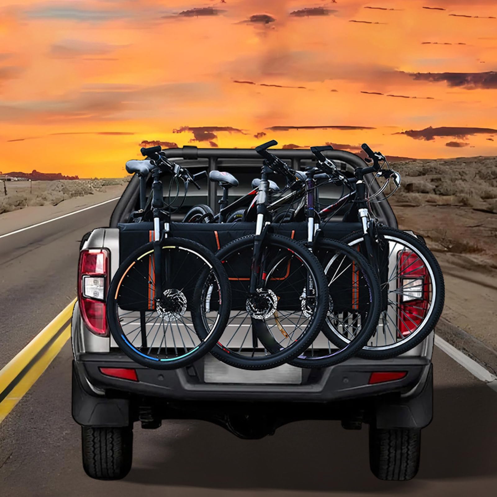 Fahrradmatte für Heckklappe für LKW – hält 5 Fahrräder, wasserdichter Schutz für die Heckklappe | Gepäckträger hinten für Mountainbikes, E-Bikes,