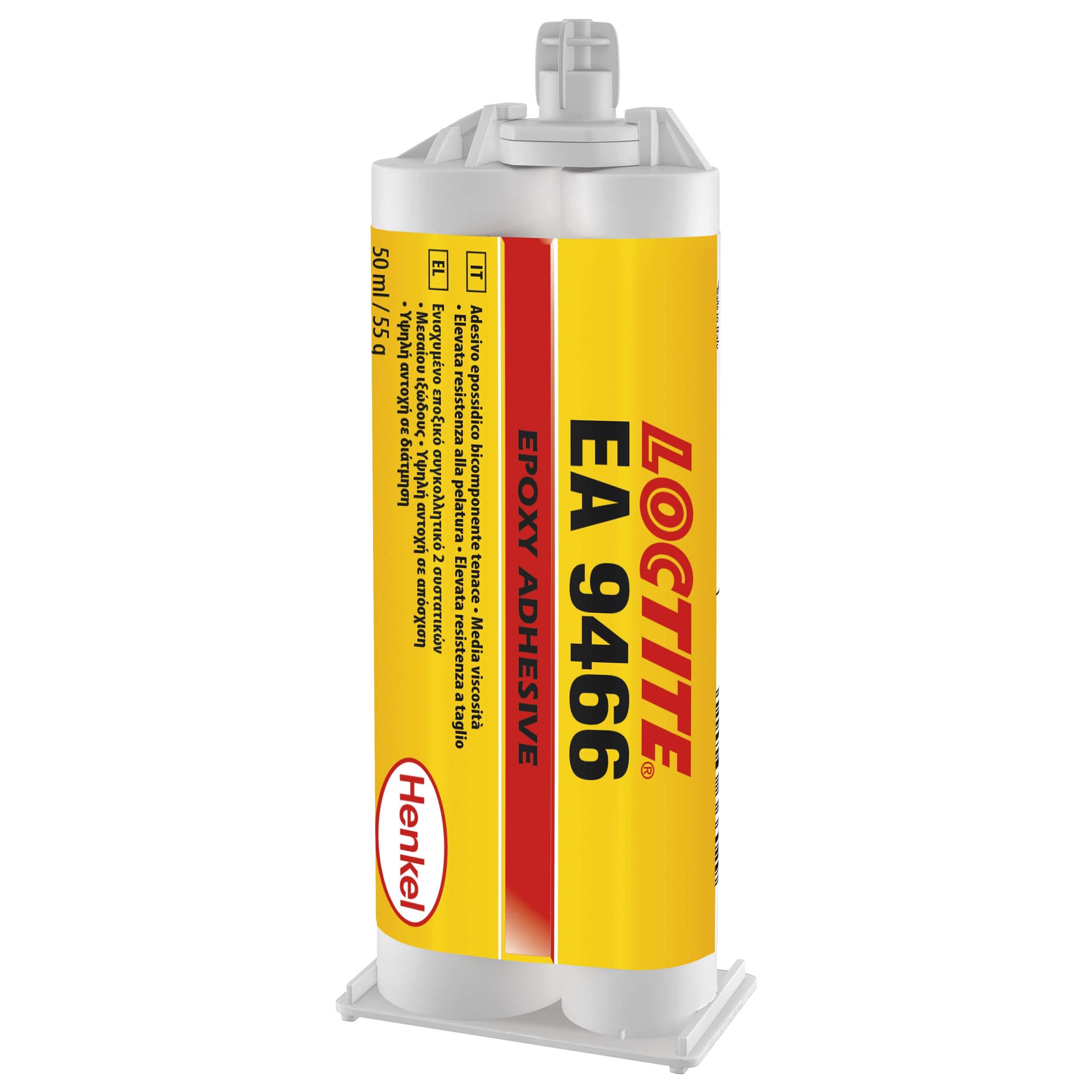 LOCTITE EA 9466, Adesivo epossidico bicomponente multiuso, Adesivo strutturale con elevata resistenza a pelatura e taglio, Colla epossidica, 1 cartuccia da 50ml