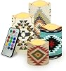 Aztec Flameless Candles Fake Pillar Candles LED Battery Operated Flameless Candles with Remote Color Changing & Timer Ambient Lighting 4 Packs