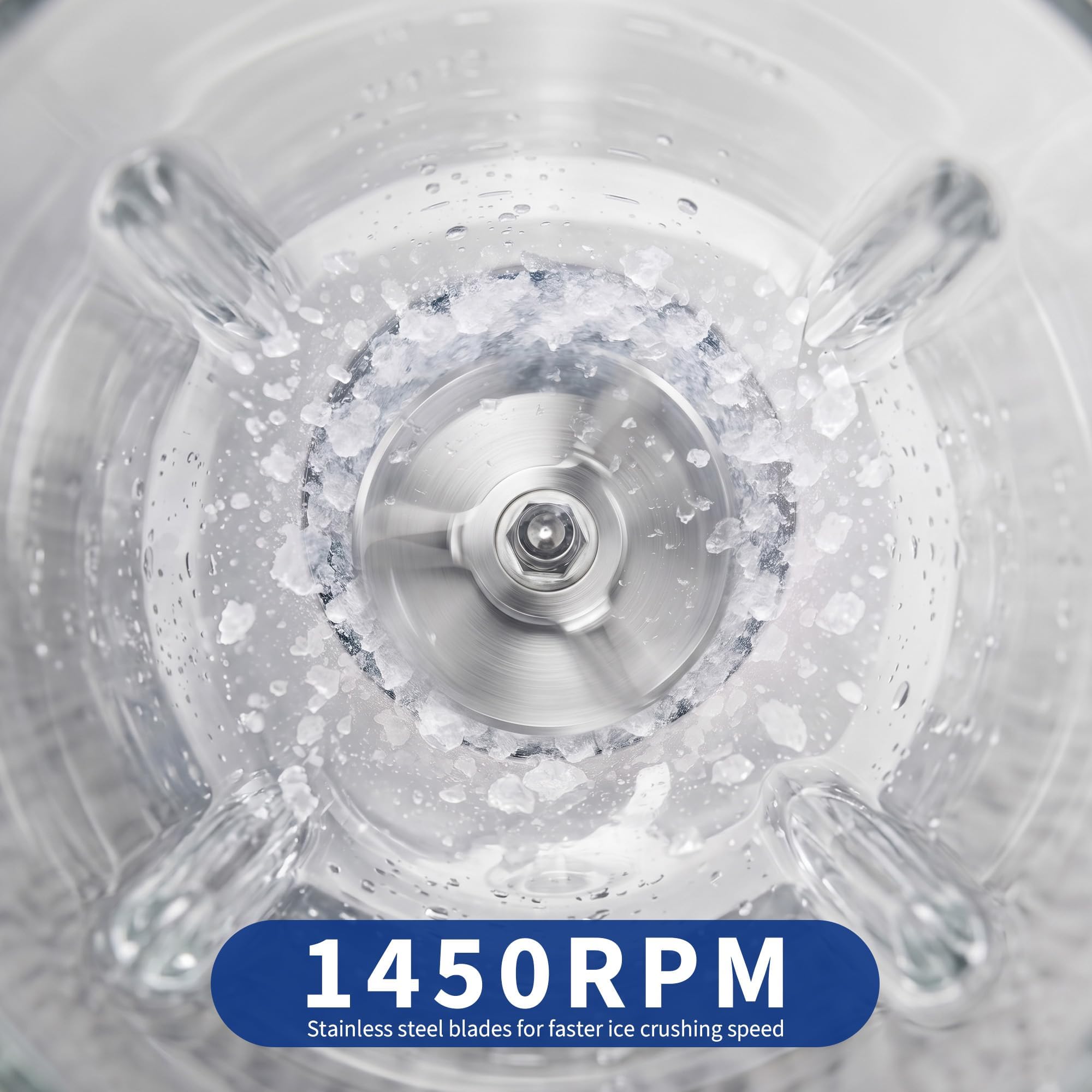 Broyeur à glace électrique commercial 350 W (250 lb/h) - 4 lames inox, 2 000 tr/min - Grand trémie 8,98 gal, interrupteur sécurité - Argent, standard US