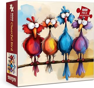Fantasy Bird Puzzles for Adults 1000 Pieces, Funny Animal Art Jigsaw Puzzles, Colorful Chicken Impossible Puzzles