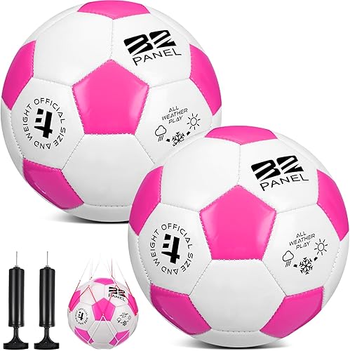Miniatura 15 de Shappy 2 pelotas de fútbol de Navidad a granel con bomba, bolsa de malla, tamaño oficial 3, 4, 5, pelota de fútbol colorida para interiores y Negro,