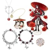Heaven Official&apos;s Blessing Jewelry Sets Hua Cheng Necklace Best Friends Bracelet Anime Acrylic Stand Decoration Tian Guan Ci Fu Bookmarks with Stickers 15 Pcs