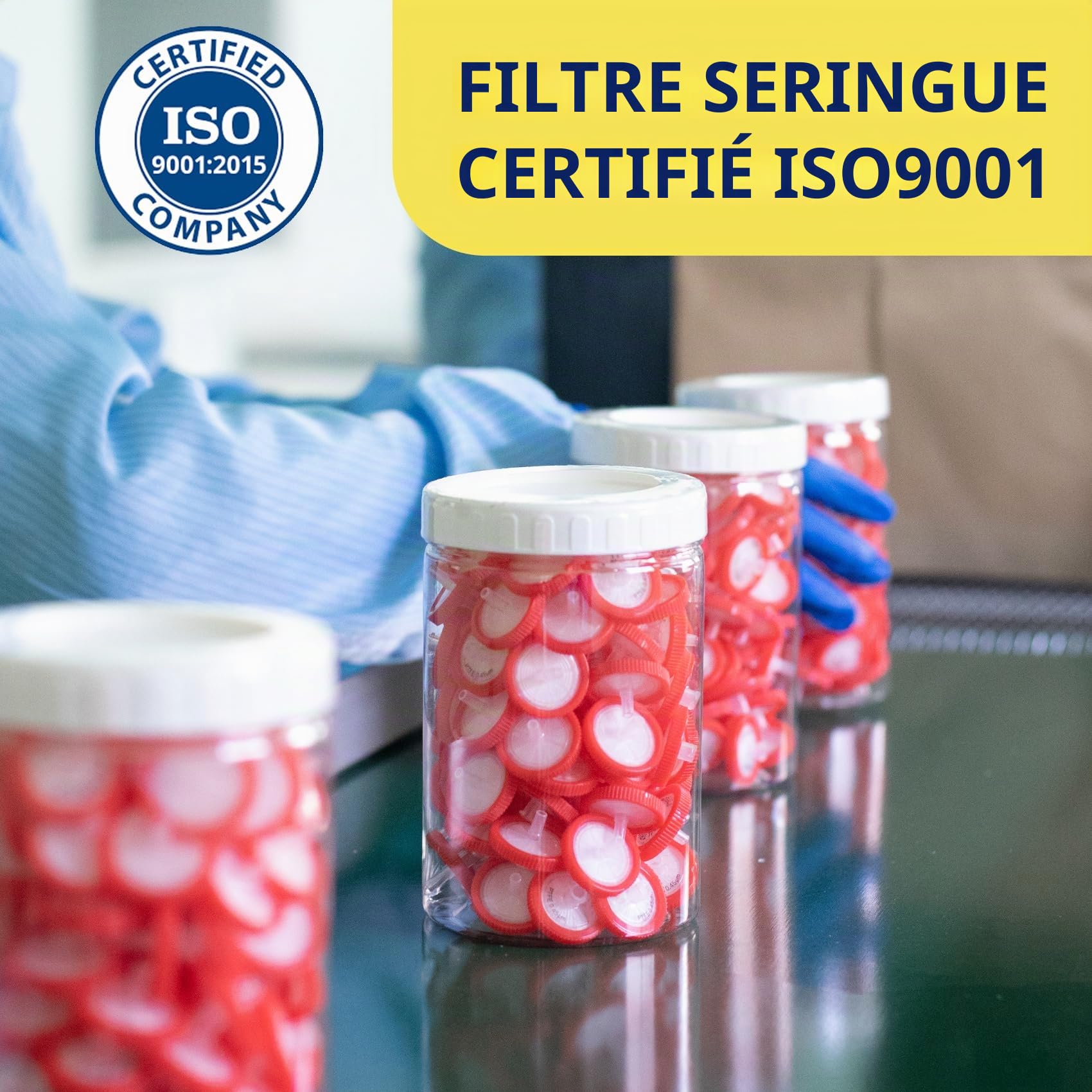 Filtre à Seringue PTFE Membrane Hydrophile 25mm Diamètre 0.22um Taille des Pores, HPLC et GC Filtre à Aiguille, Non Stérile, Filtration de Laboratoire à Haut Débit pour Biomed Scientific