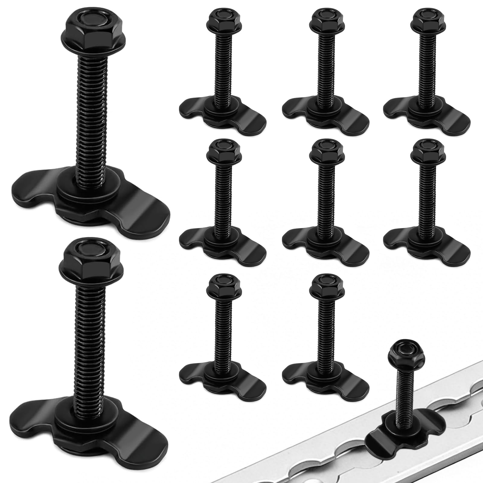 10 Stück Schraubfitting für Airlineschiene M8x60 Airline Fitting für Zurrschienen, Schraubfitting Set Single Endbeschlag zur Ladungsicherung für Wohnwagen,Transporter und Anhänger