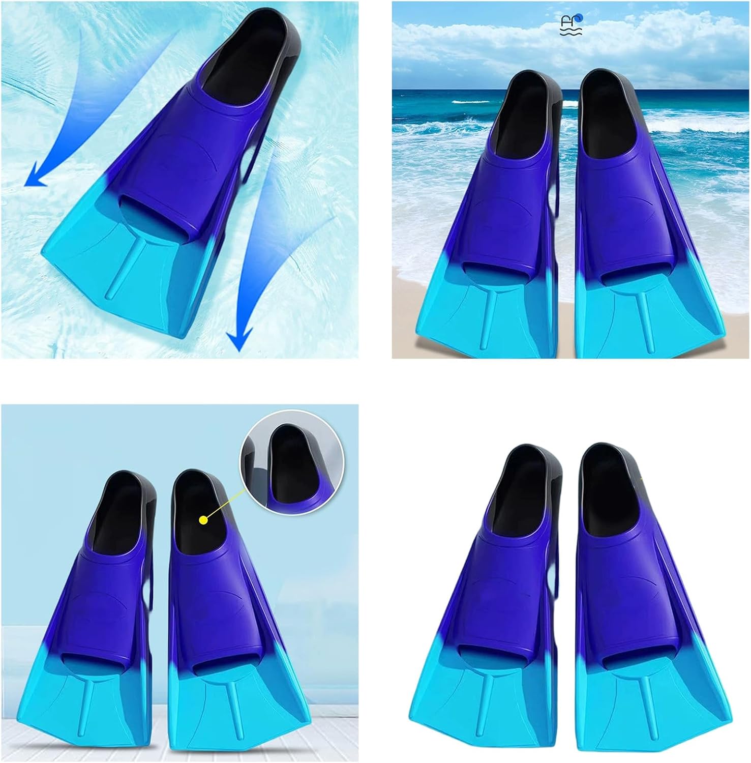 Light Weight Swim Training Fins Silicone Swimming Travel Size Flippers Short Snorkeling for Lap Swimming Pool Water Equipment