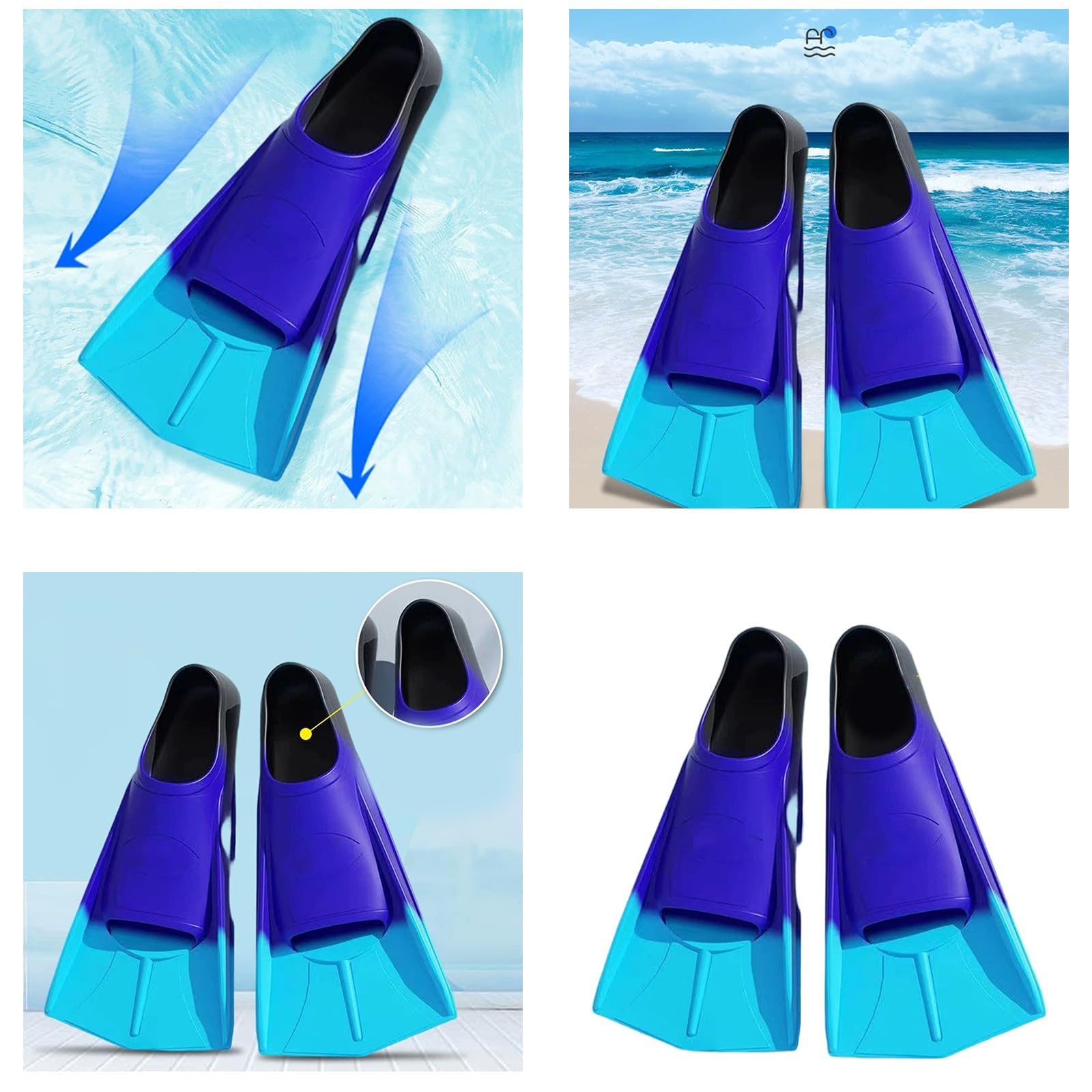Swim Training Fins Travel Size Flippers Comfortable Silicone Swimming Fins Training Short Flippers for Kids Adult