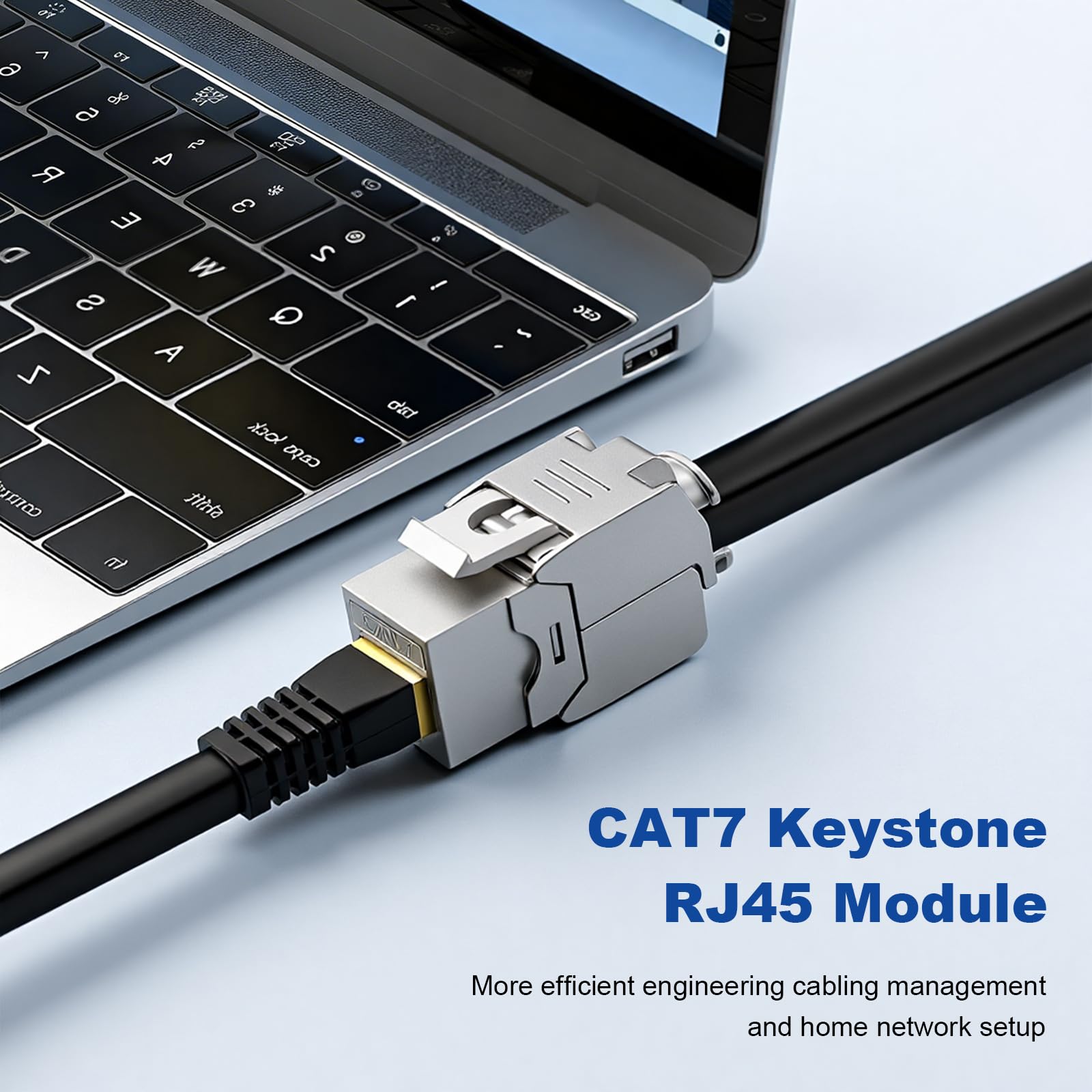 2 Stück CAT 7 Keystone RJ45 Modul Buchse für CAT7 CAT6 CAT6a, Werkzeugloses LSA, 10 Gbit/s Übertragung, Vollgeschirmt STP, Vergoldete Kontakte, CAT 7 Keystone Jack für Patchpanel und Netzwerkdosen