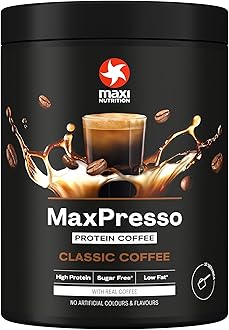 MaxPresso Coffee Classic, Protein Coffee, Whey Protein Powder, 22 g Protein per Serving, Sugar-Free & Low-Fat, Mix Warm or Cold
