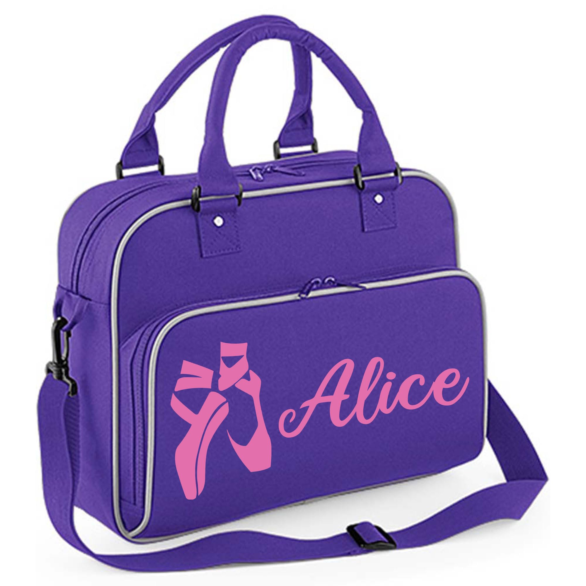 Personalised Dance Bag for Girls 15L With Adjustable Shoulder Strap & Zip Pocket - Ballet Bags With Name - Dancer Gifts - Gym Bag (Purple) โ image 1
