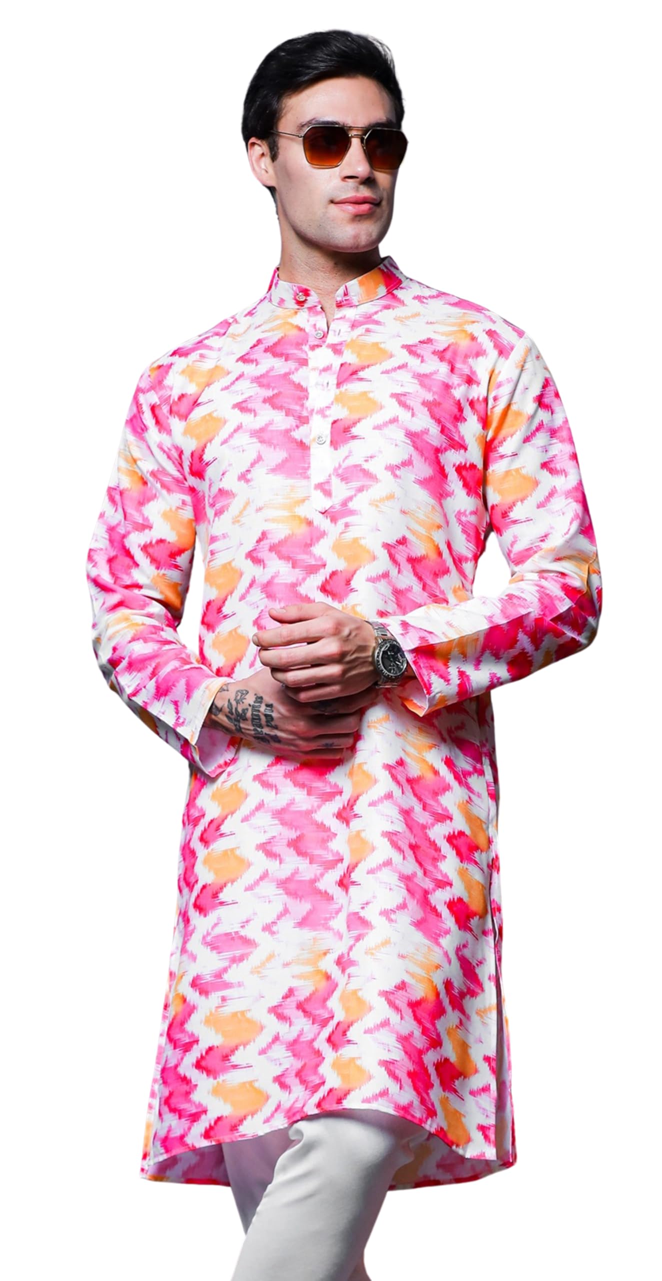 Lymio Men Kurta || Kurta For Men || Men Ethnic Kurta (In, Alpha, Xl, Pink)