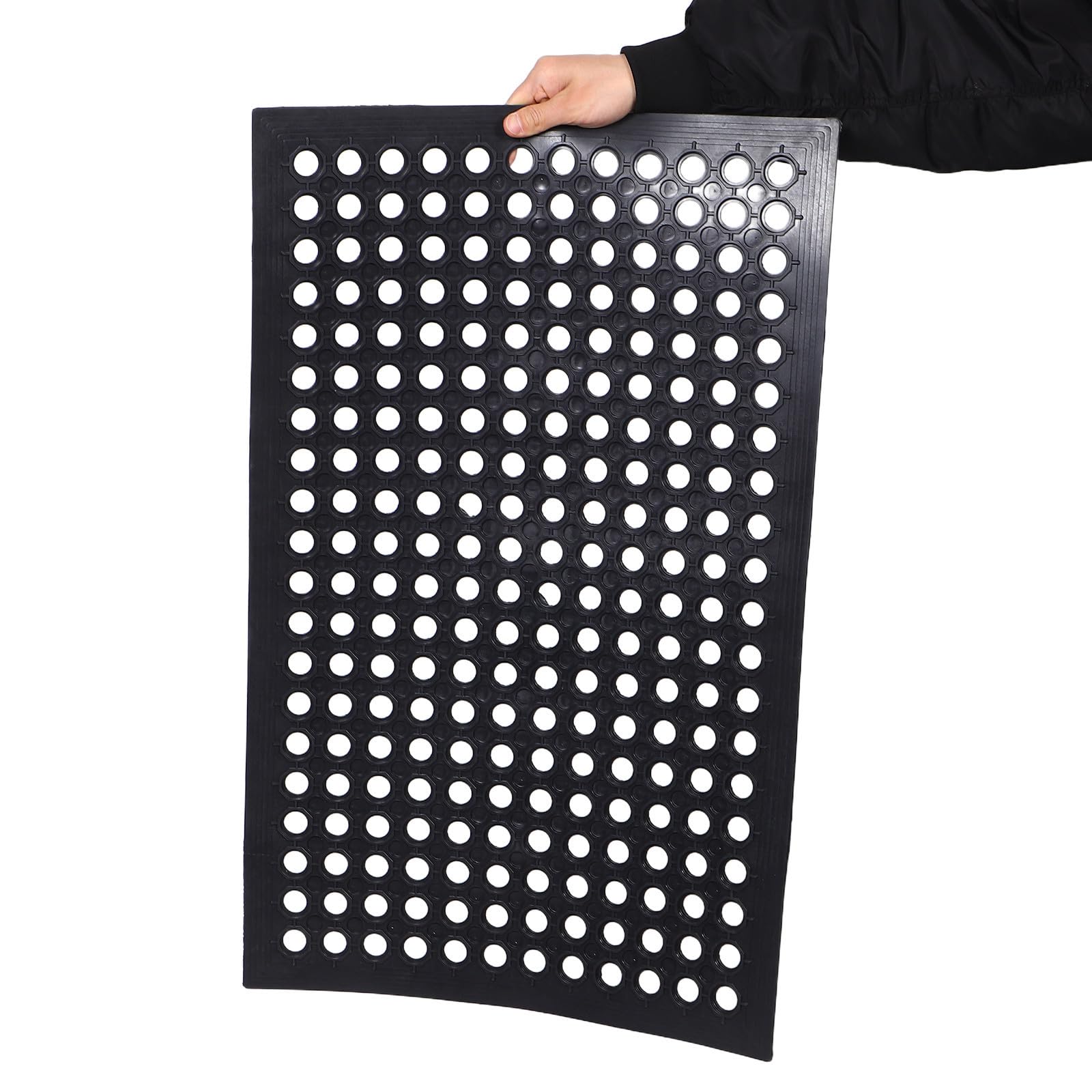 Ciieeo Tappeto Cucina Antiscivolo in Gomma Protezione Bordi Assorbente Resistente per Cucina e Ufficio Nero