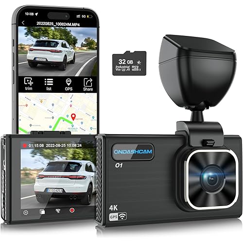 Dash Cam, 4K Dash Camera for Cars with Night Vision, Dash Camera Built-in WiFi/GPS, 3.5" IPS Car Dash Cam with 170° Wide Angle, WDR, G-Sensor, Parking Mode, Support 512GB Max