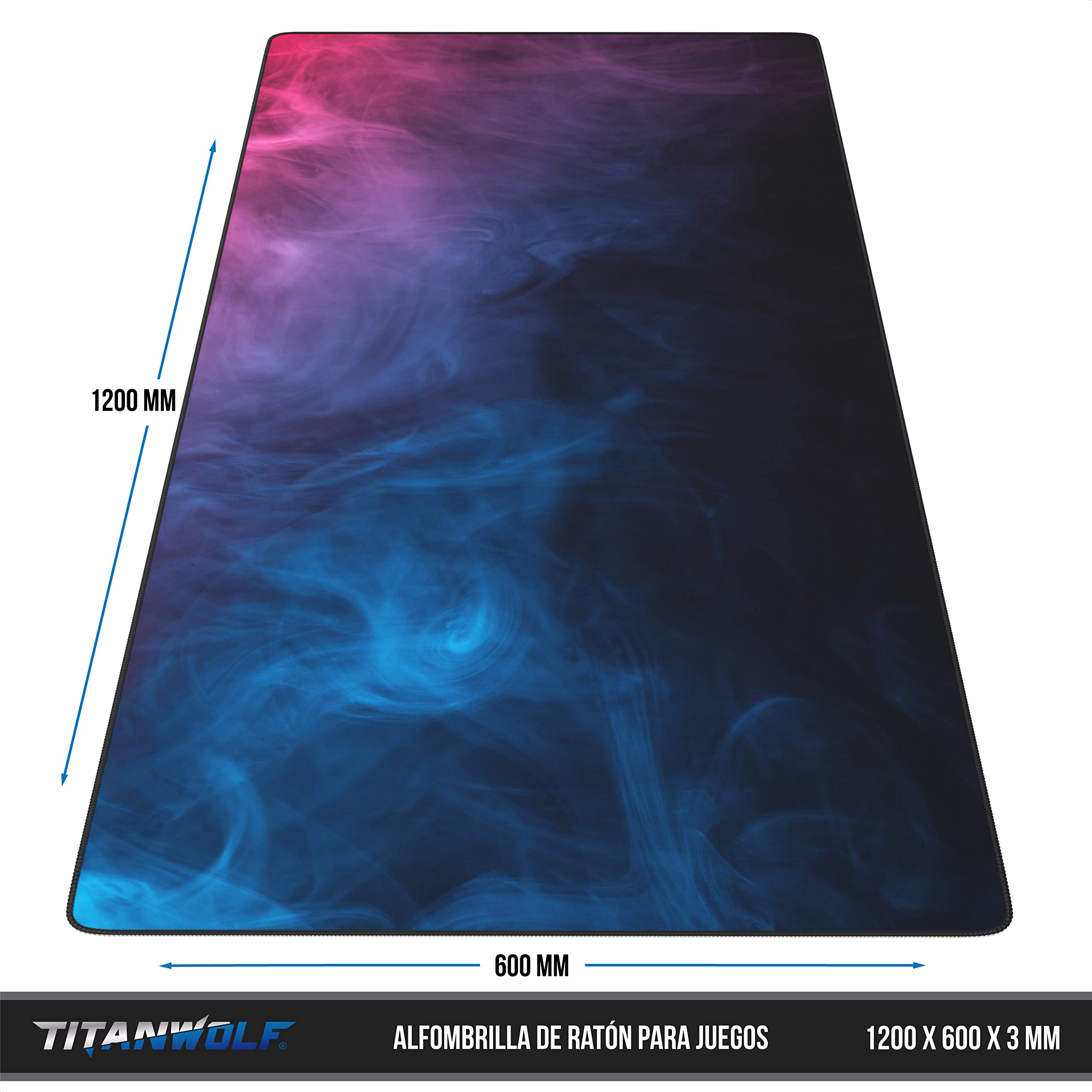 TITANWOLF - Alfombrilla de Ratón de Gran Tamaño 1200x600mm - Mouse Pad Gaming XXXL – Precisión y Velocidad en Juegos - Antideslizante, Resistente al Agua - Superficie de Tejido - para Ratón y Teclado