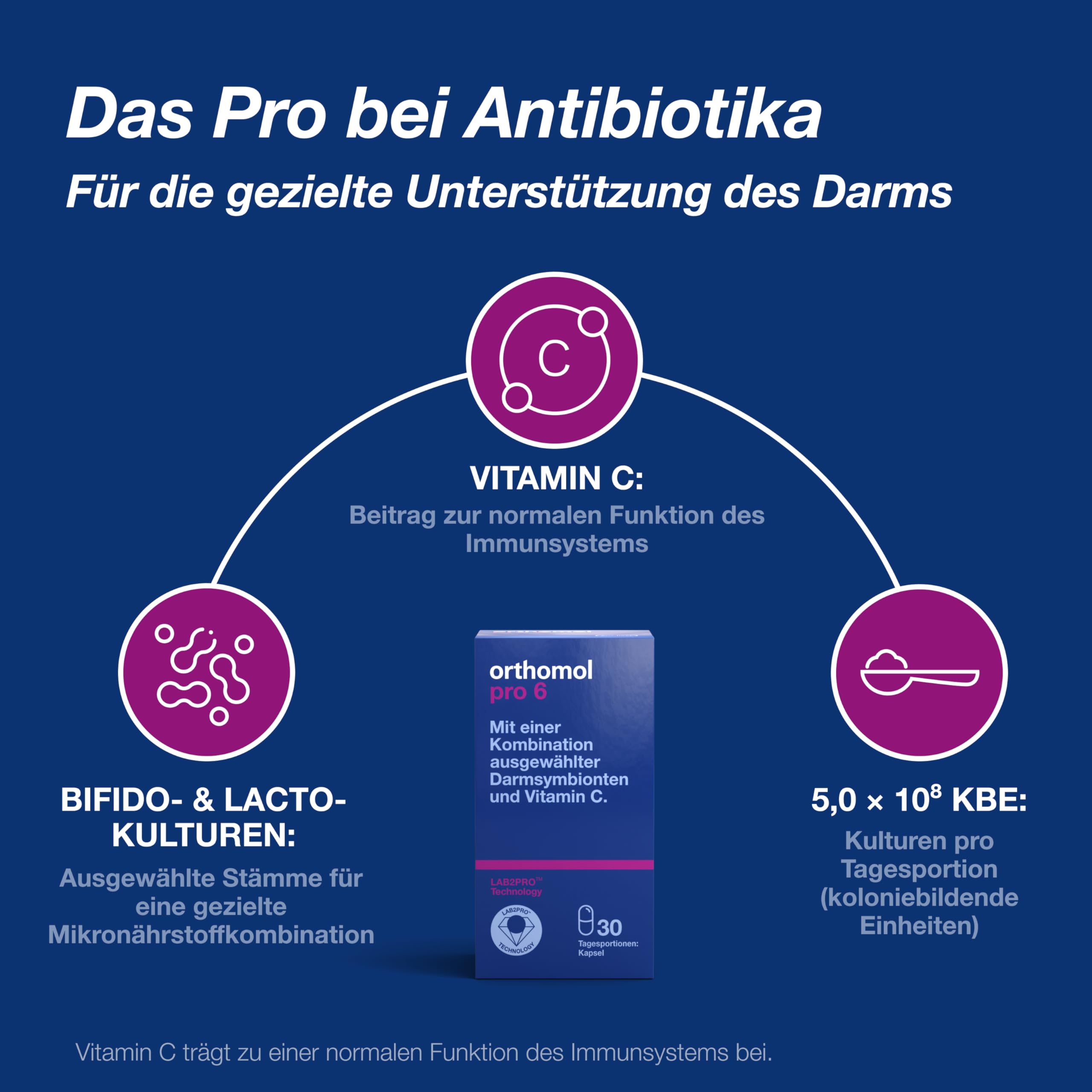 Orthomol Pro metabol: Nahrungsergänzung mit 10 ausgewählten Darmsymbionten + Zink zur Unterstützung des Darms, u. a. im Rahmen des Gewichtsmanagements, 2x30 Kapseln