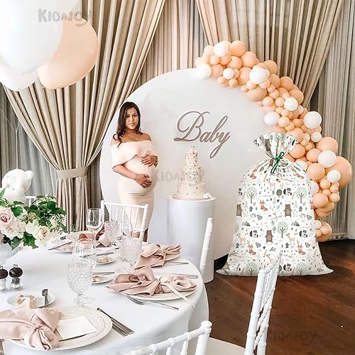 Miniatura 6 de 2 bolsas de regalo de plástico extra grandes de animales del bosque para baby shower, 56 x 36 pulgadas, bolsa de regalo de animales del bosque,