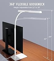 Vista 6 de Lámpara de escritorio LED para el hogar y la oficina con base, luz de tarea para arquitectos que cuida los ojos con cuello de ganso ajustable