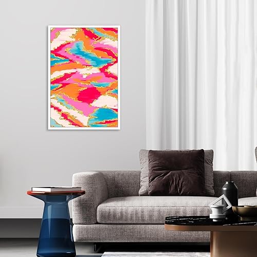 Miniatura 3 de BNGFDV Pintura abstracta rosa y azul, decoración de habitación preparada, lienzo vibrante, arte de pared, decoración de dormitorio universitario,