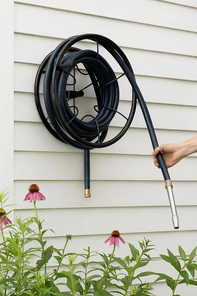 Suporte Enrolador De Mangueira 30m Giratorio P/Muro Parede