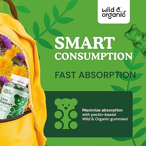 Miniatura 4 de Wild & Organic Gomitas de apoyo hepático, cardo mariano, extracto de raíz de diente de león para desintoxicación de limpieza del hígado, 60 gomitas