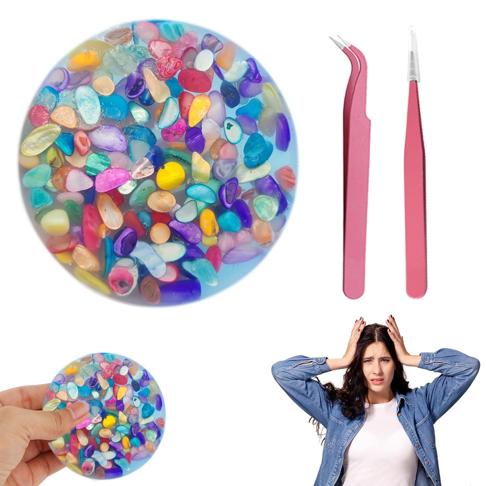 Picky Pad Sensory Skin Picking Fidget Toys Kit With 2 Tipped Tweezers (Round) - Remeltable for Adults