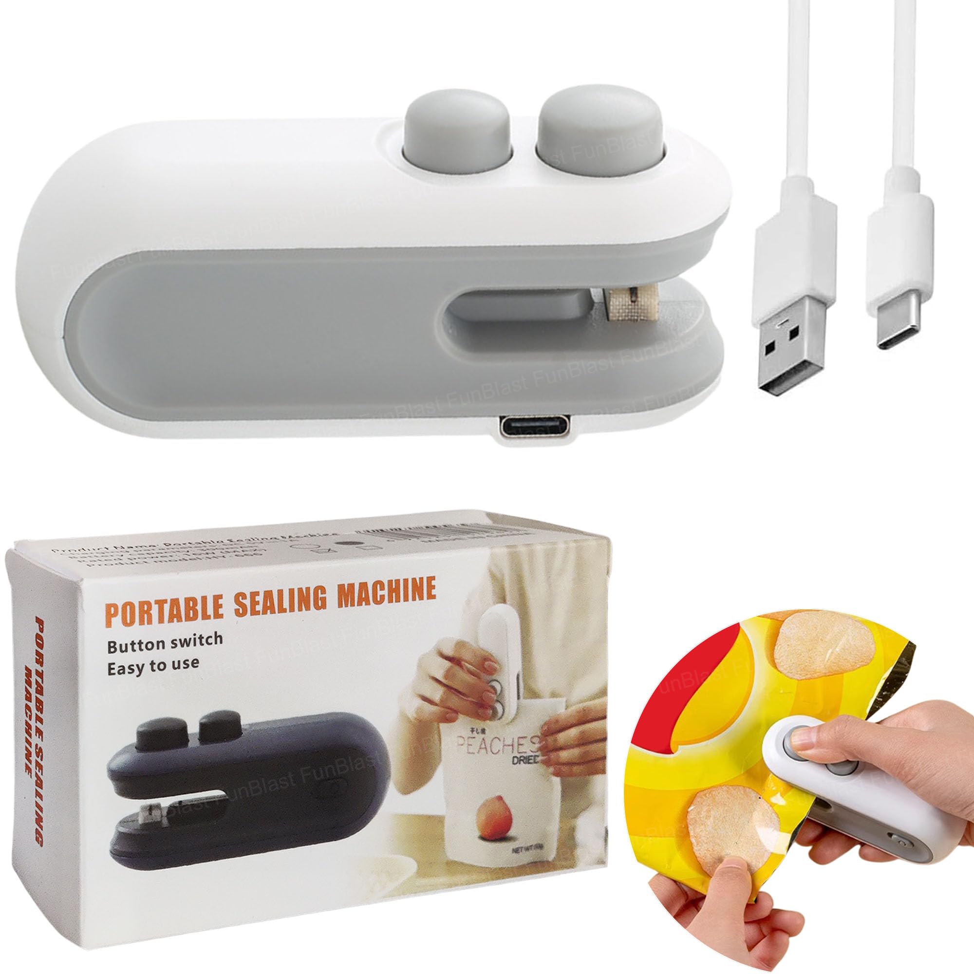 FunBlast Portable Mini Sealing Machine, Handheld Packet Sealer for Food, Snacks, Chips, Fresh Storage, Plastic Bags Sealing Machine-image-21