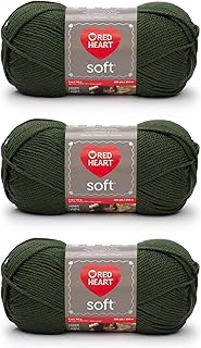 Red Heart Soft Dark Leaf Yarn - 3 Pack of 141g/5oz - Acrylic - 4 Medium (Worsted) - 256 Yards - Knitting/Crochet
