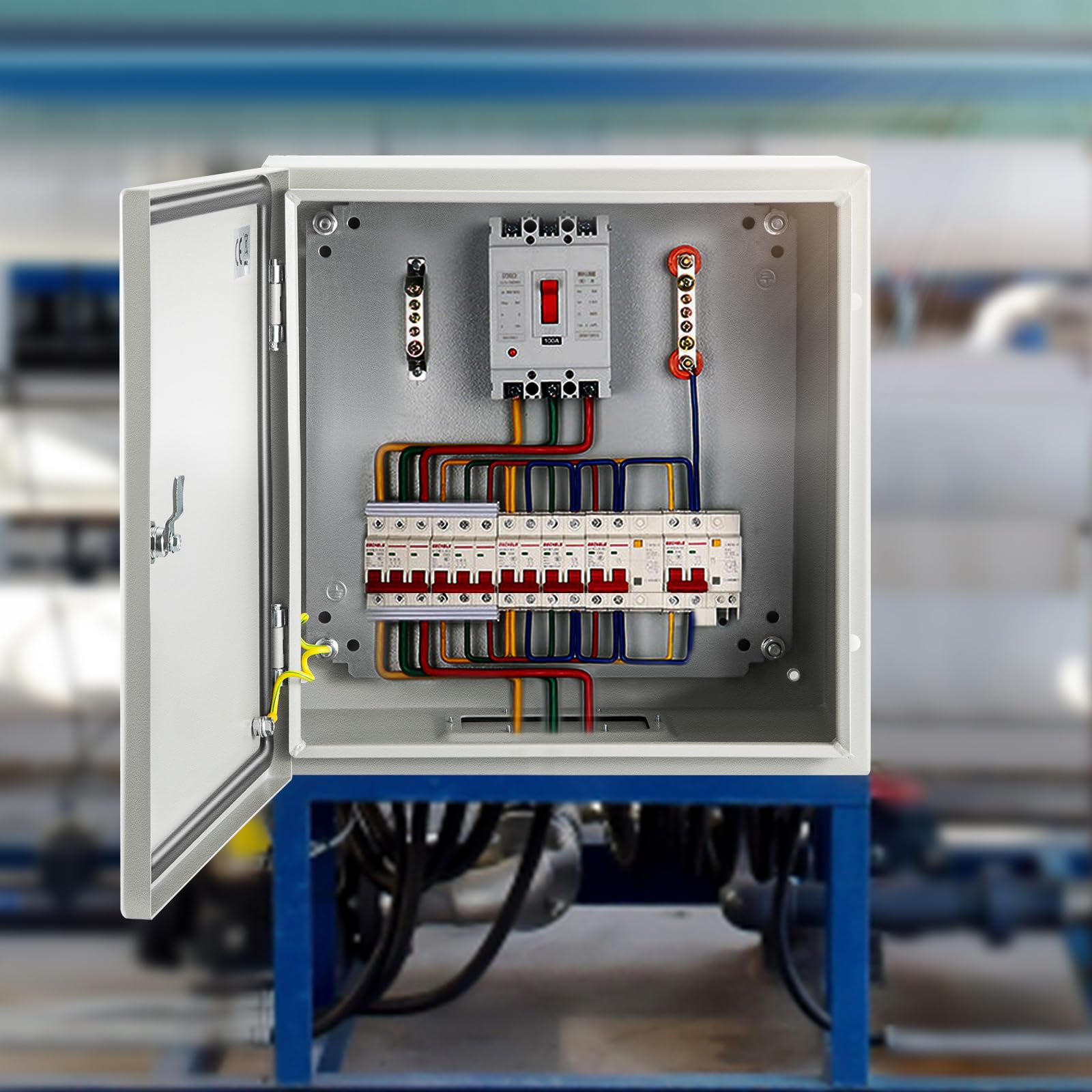VEVOR Caja NEMA de Acero al Carbono 50 x 50 x 15 cm Caja de Gabinete Eléctrico NEMA 4X IP66 a Prueba de Agua y Polvo Caja de Conexiones Eléctricas para Exteriores e Interiores con Placa de Montaje
