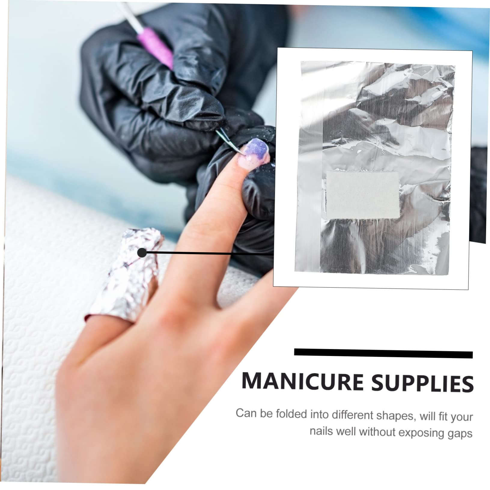 WOONEKY 600piezas Almohadillas Desechables Para Remover Esmalte De Uñas Foil Wraps Para Eliminación De Gel Para Manicura Casa y Salón