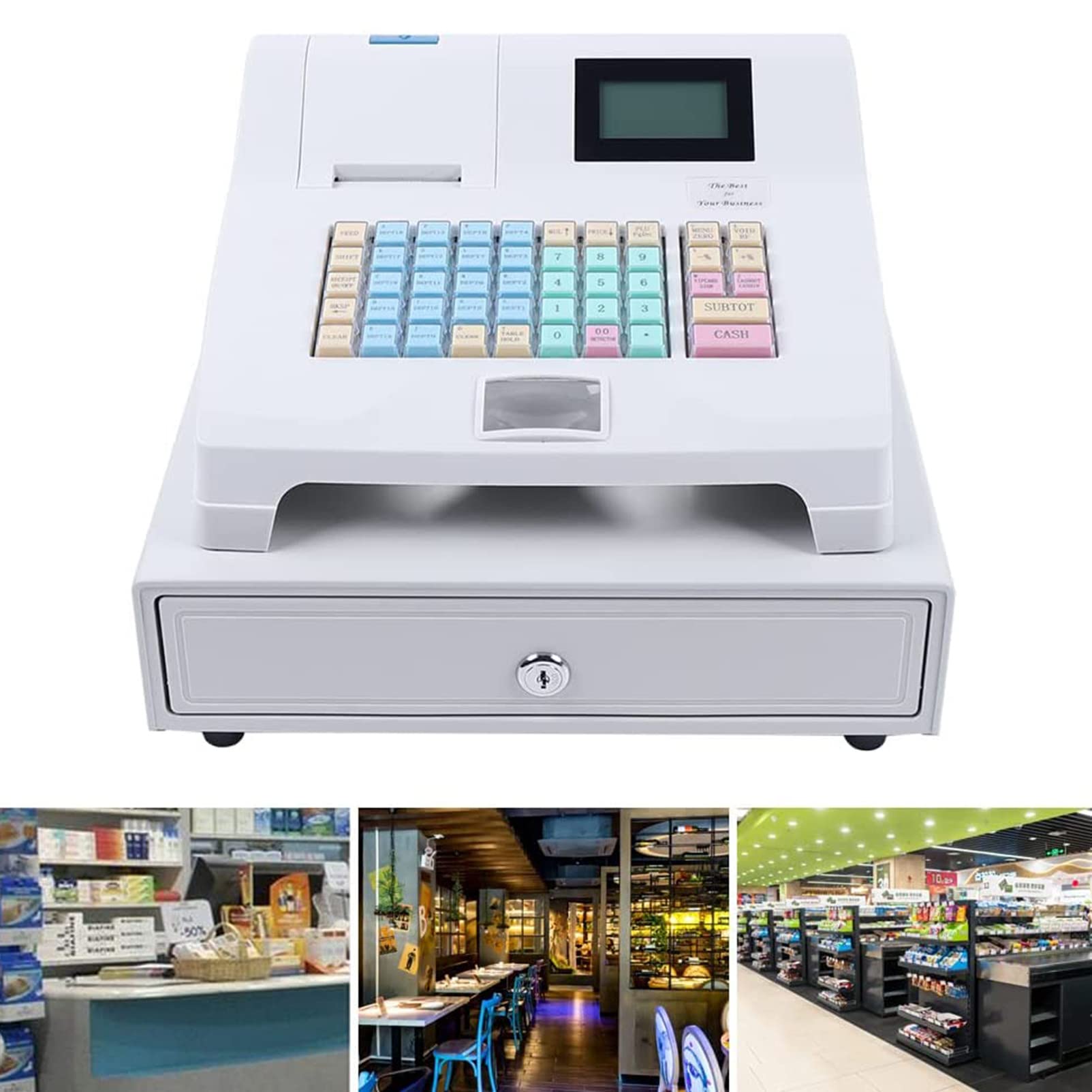 Kasa fiskalna — Kasa Elektroniczna, Wyjmowana Taca na Pieniądze i Drukarka Termiczna, 48 Klawiszy, 8-cyfrowy Wyświetlacz LED Wielofunkcyjna Kasa Fiskalna
