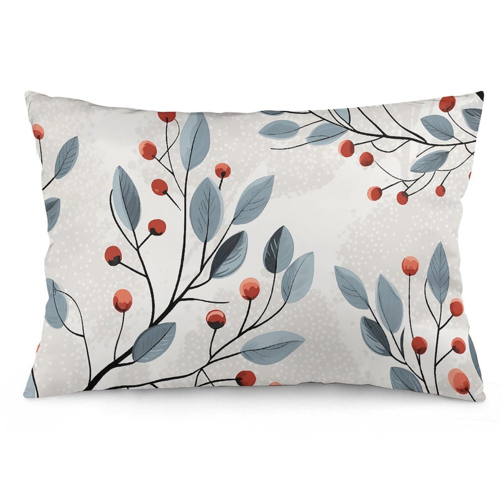 2 Pack Pillow Cases for Hair and Skin, Soft Breathable Pillow Case Covers with Hidden Zipper, Holly Leaf Pattern Pillowcase 12 "x20 Pillow Covers for Sleeping Gift