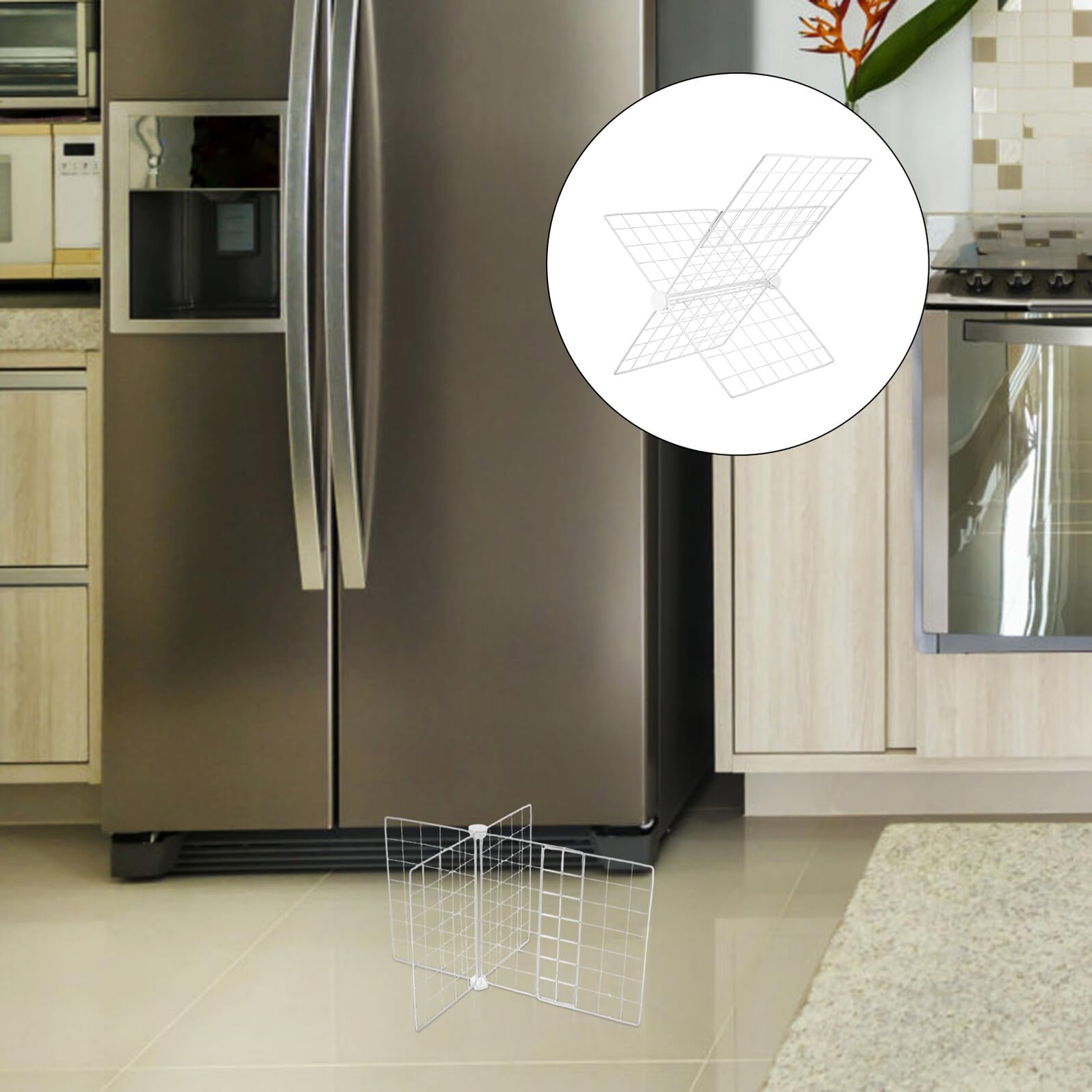 Cesta Organizadora de Congelador Rejilla Ajustable de Hierro Blanco | Diseño Creativo, para Alimentos y Bebidas, Uso en Nevera y Congelador, Mejora el Aprovechamiento del Espacio