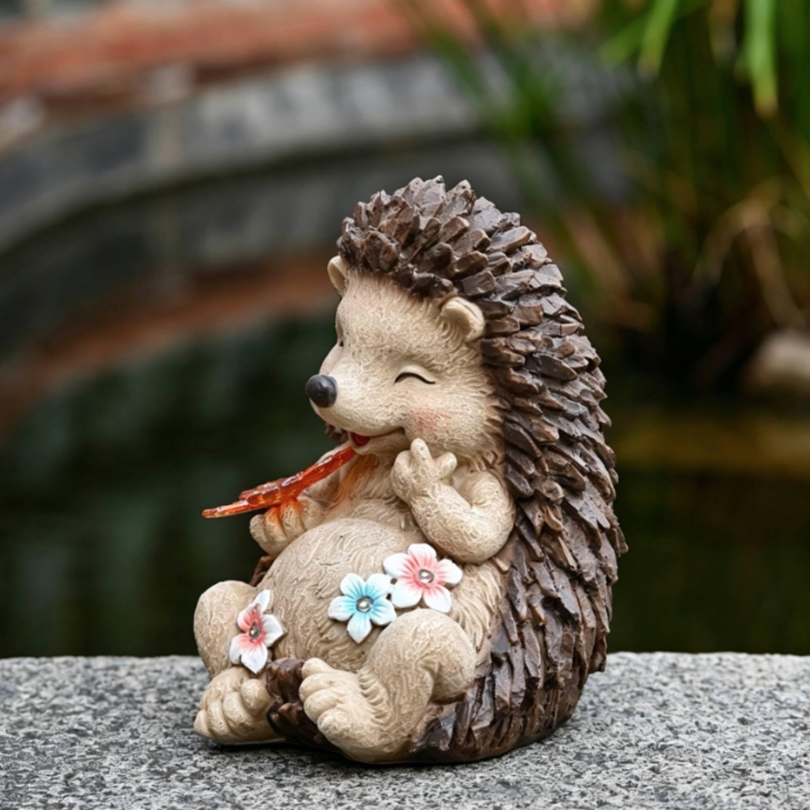 Sharplace Igel Solarlicht Figur Garten Skulptur Statue Deko Ornament aus Robustem Harz mit Feiner Reliefoptik Und Automatischer Dämmerungsbeleuchtung für