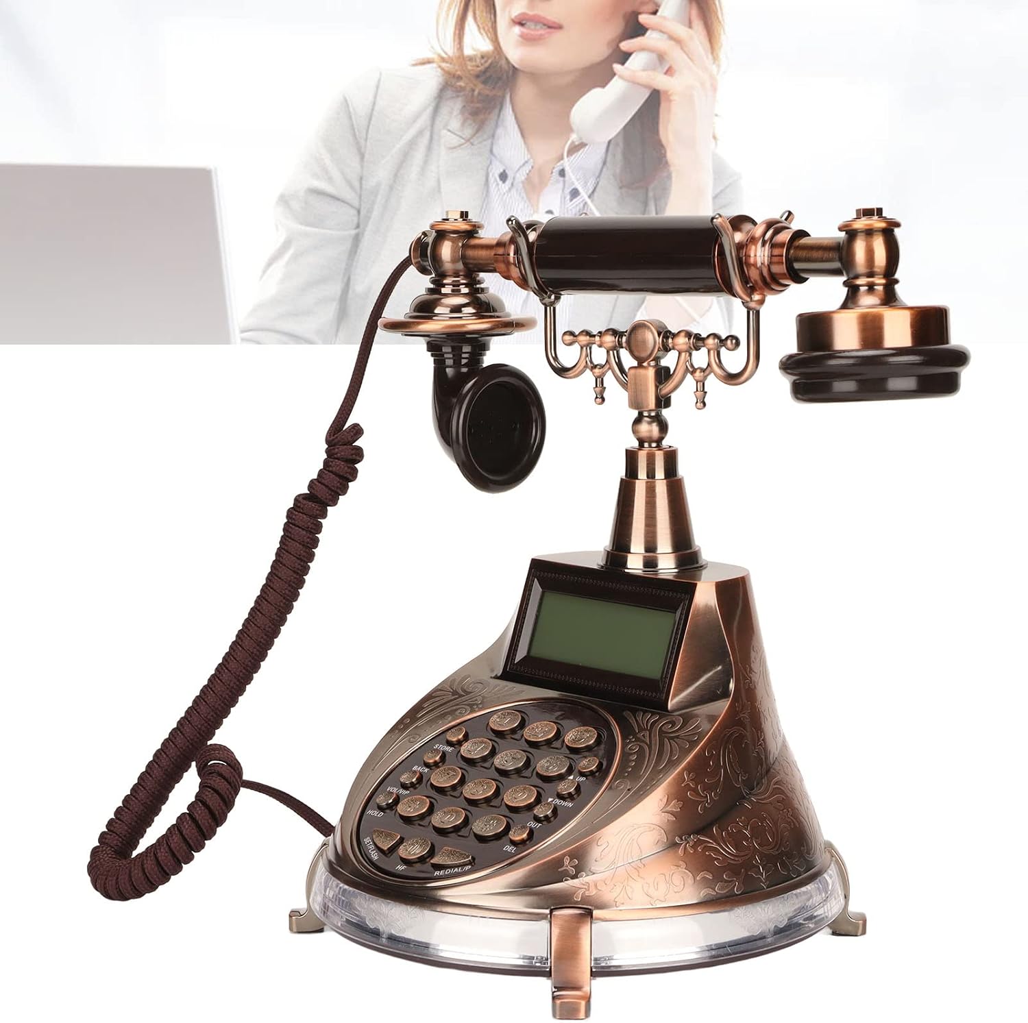 Old Fashioned Telephone, Classic Corded Desk Phone, Retro Corded Landline Telephone, Retro Vintage Phone for Home Hotel Office Decoration