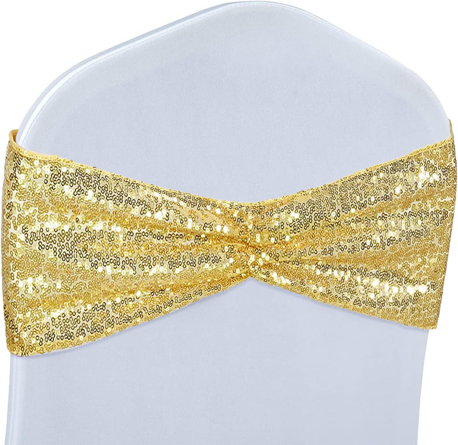 SquarePie Set of 30 Sequin Chair Sashes Glitter Gold Chair