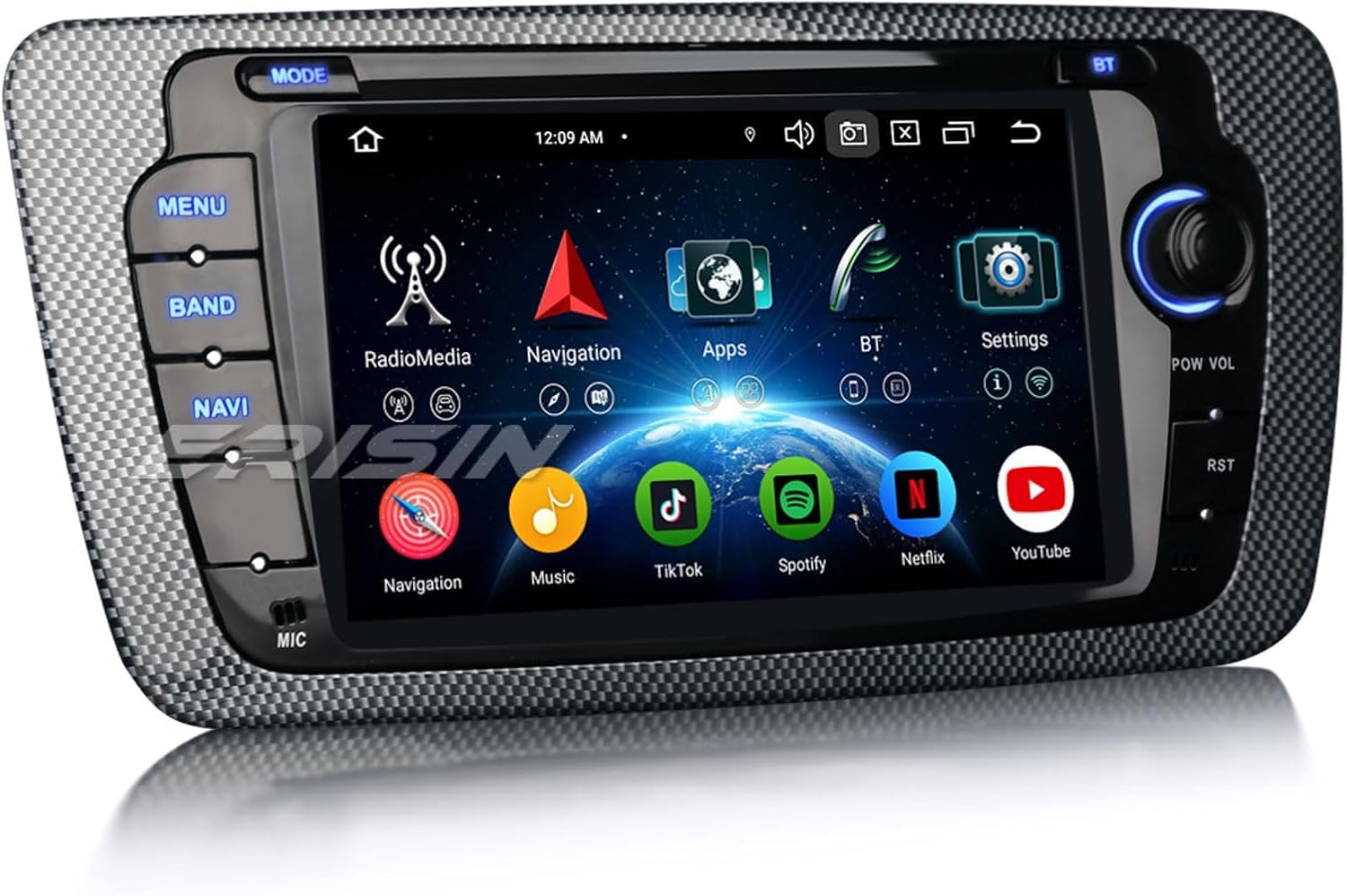 Erisin Android 16 4GB+64GB Autoradio Bluetooth GPS per SEAT IBIZA 2009-2013 | 8-Core 7 pollici 2 DIN Radio Supporti Senza fili CarPlay Android Auto GPS Navigatore Schermo tattile WiFi 4G IPS DSP CANbus
