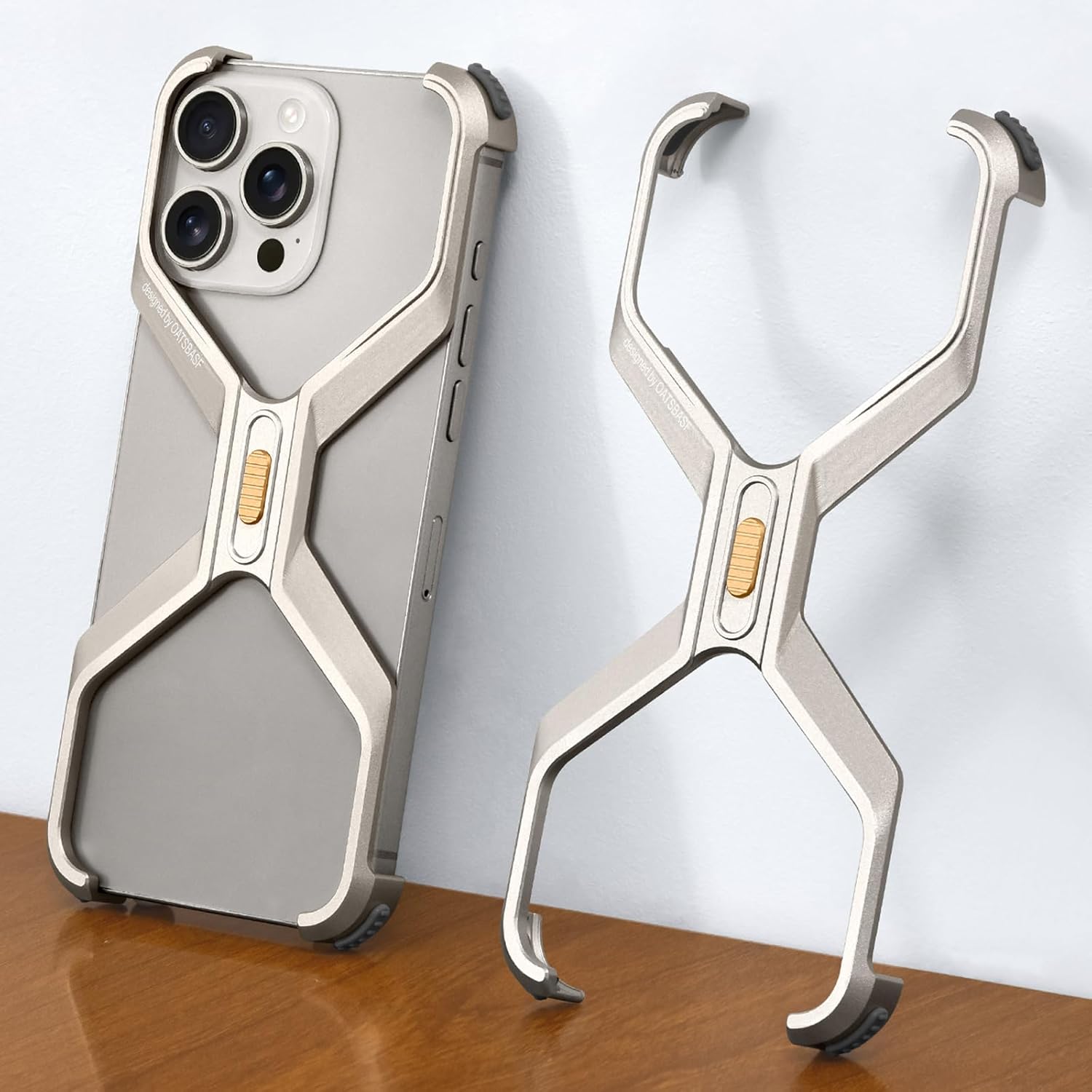 X Case for iPhone 16 Pro 6.3" Metal Frameless, Aluminum Minimalist Hard Slim Bumper Shockproof Protective for 16pro Phone Case Ultra Thin Cover for Men, Natural