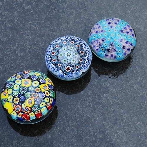 Miniatura 2 de YAOYUAN - Pisapapeles de vidrio hecho a mano, hermosa figura de flores, accesorio de escritorio único para el hogar u oficina (estrella de mar azul,