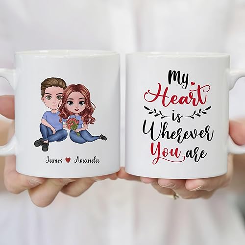 Miniatura 32 de Gossby Taza personalizada para parejas, regalo para esposa, novia, marido, novio con diseño, nombre, San Valentín, aniversario, boda, regalo