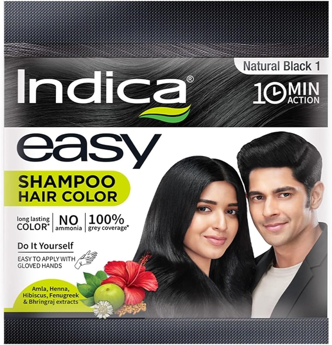 10 Pc Easy10 Minutes Herbal Hair Color Shampoo Base Natural Black Herbs