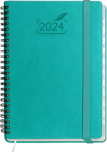 Agenda 2024 de BEZEND, calendario A5 de 5.8 x 8.5 pulgadas, agenda diaria, semanal y mensual, encuadernado en espiral, papel certificado FSC, disponible en Yaxa Peru
